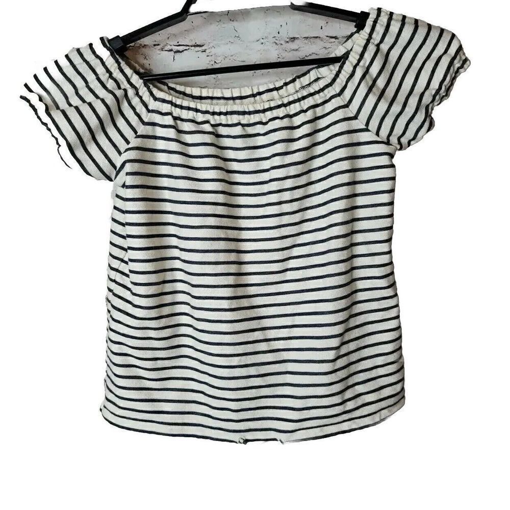 Madewell Melody Off The Shoulder Women's Striped Shirt Size Small t72